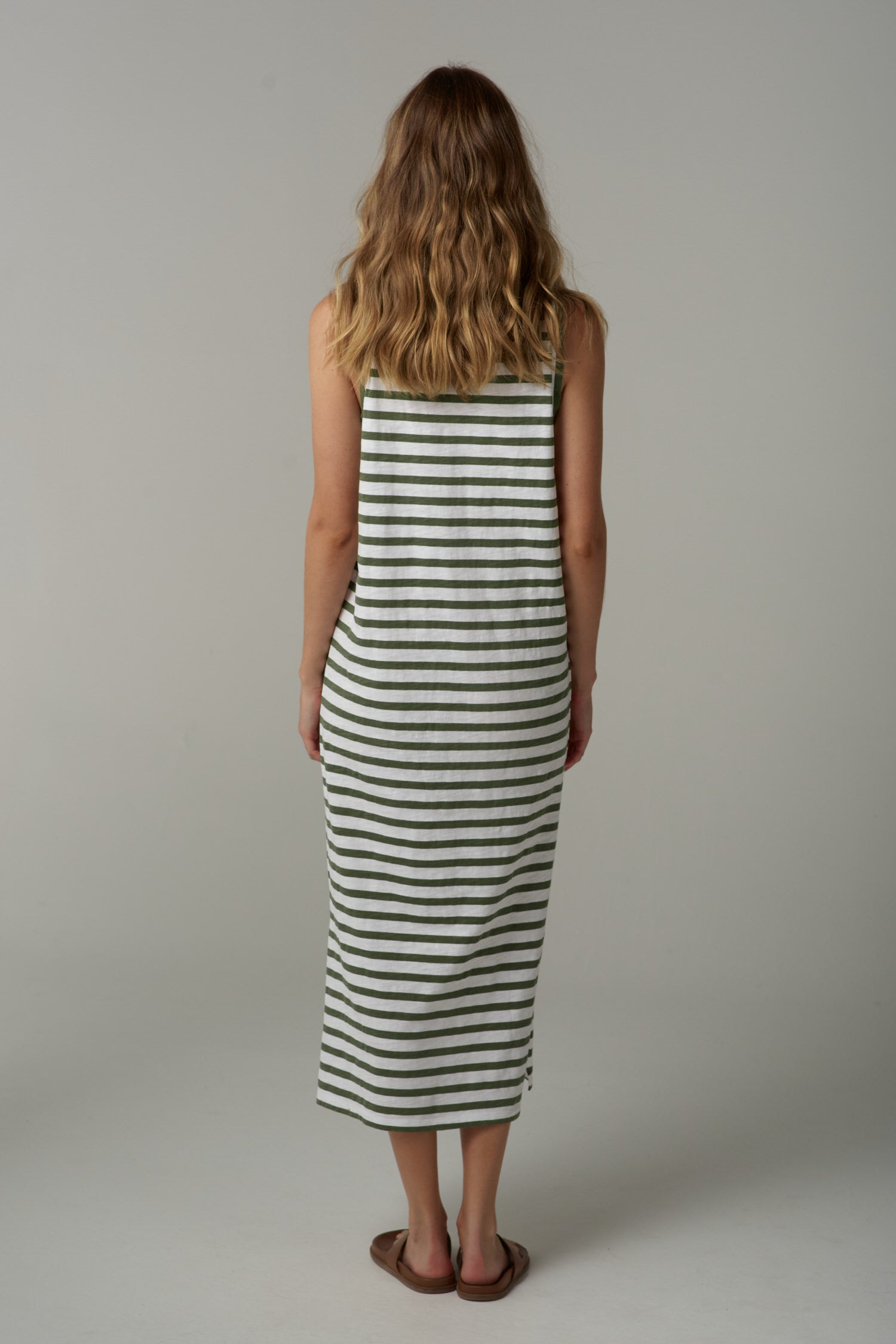 Riverfolk Cotton Tank Dress - White/Fairway Green by cloth+paper+scissors. Timeless women’s fashion using natural fibres and classic shapes