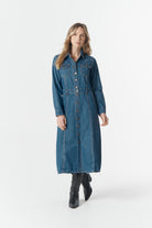 cloth+paper+scissors Dresses Dusty Rose Denim Dress - Denim Blue