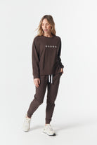 cloth+paper+scissors Rugbys My Fave Cotton Five Cross Sweater - Chocolate Torte/White