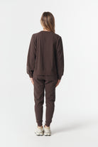cloth+paper+scissors Rugbys My Fave Cotton Five Cross Sweater - Chocolate Torte/White