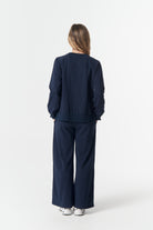 cloth+paper+scissors Rugbys My Fave Cotton Five Cross Sweater - Parisian Navy/White