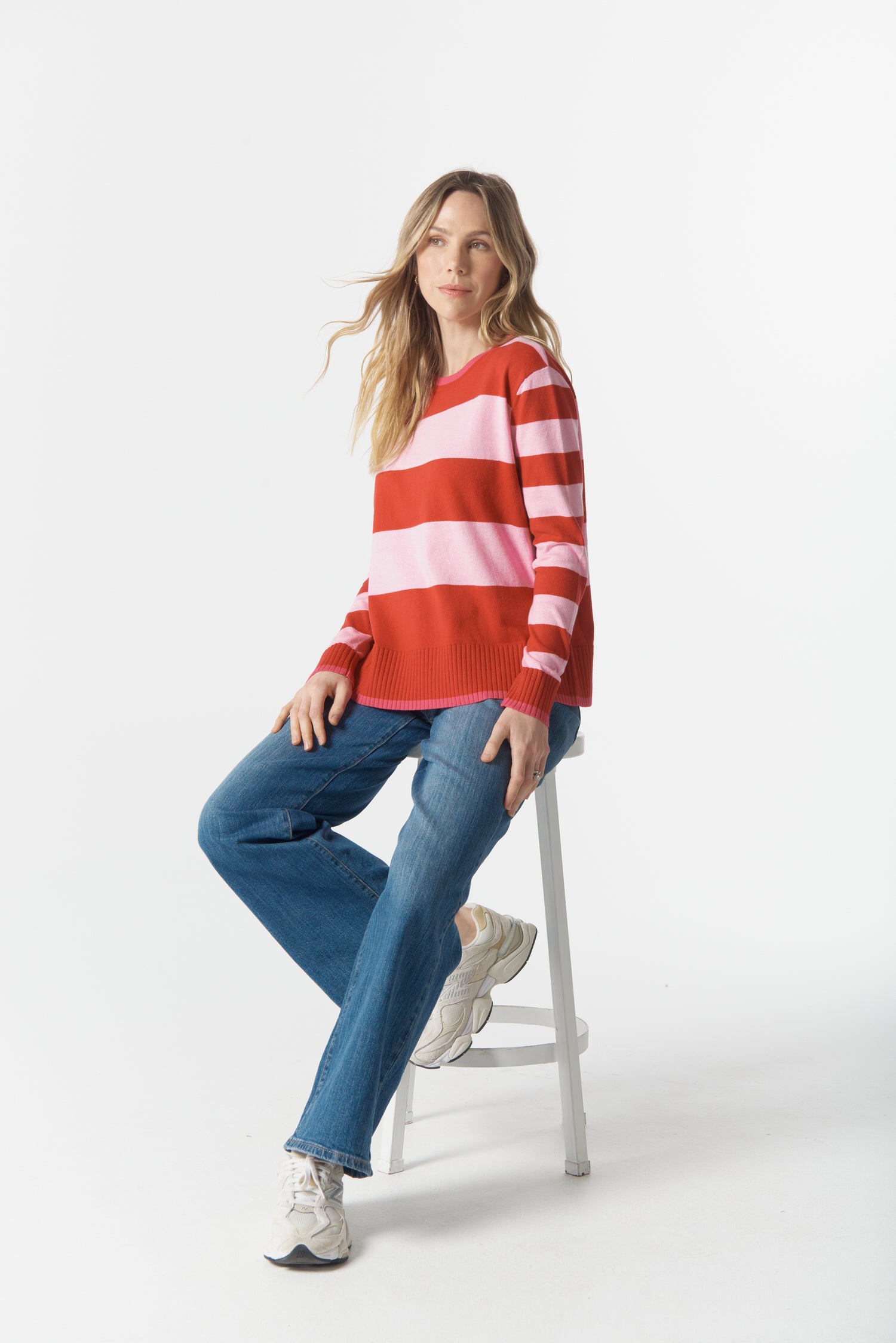 cloth+paper+scissors Knitwear Sierra Stripe Knit - Flamboyant