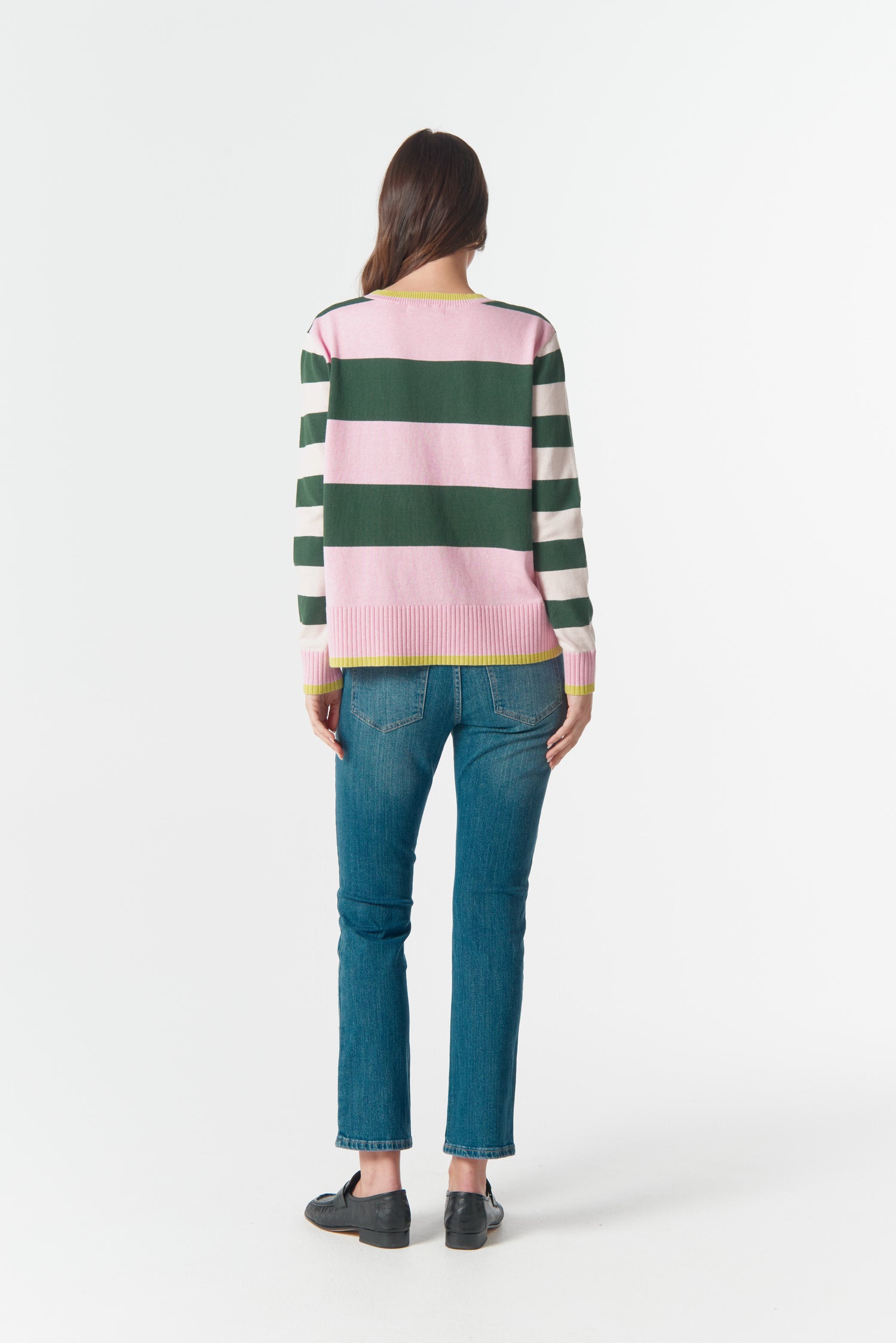 cloth+paper+scissors Knitwear Sierra Contrast Stripe Knit  - Lush Green