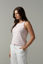 cloth+paper+scissors Knitwear River Stripe Knit Tank - Pink Touch/White