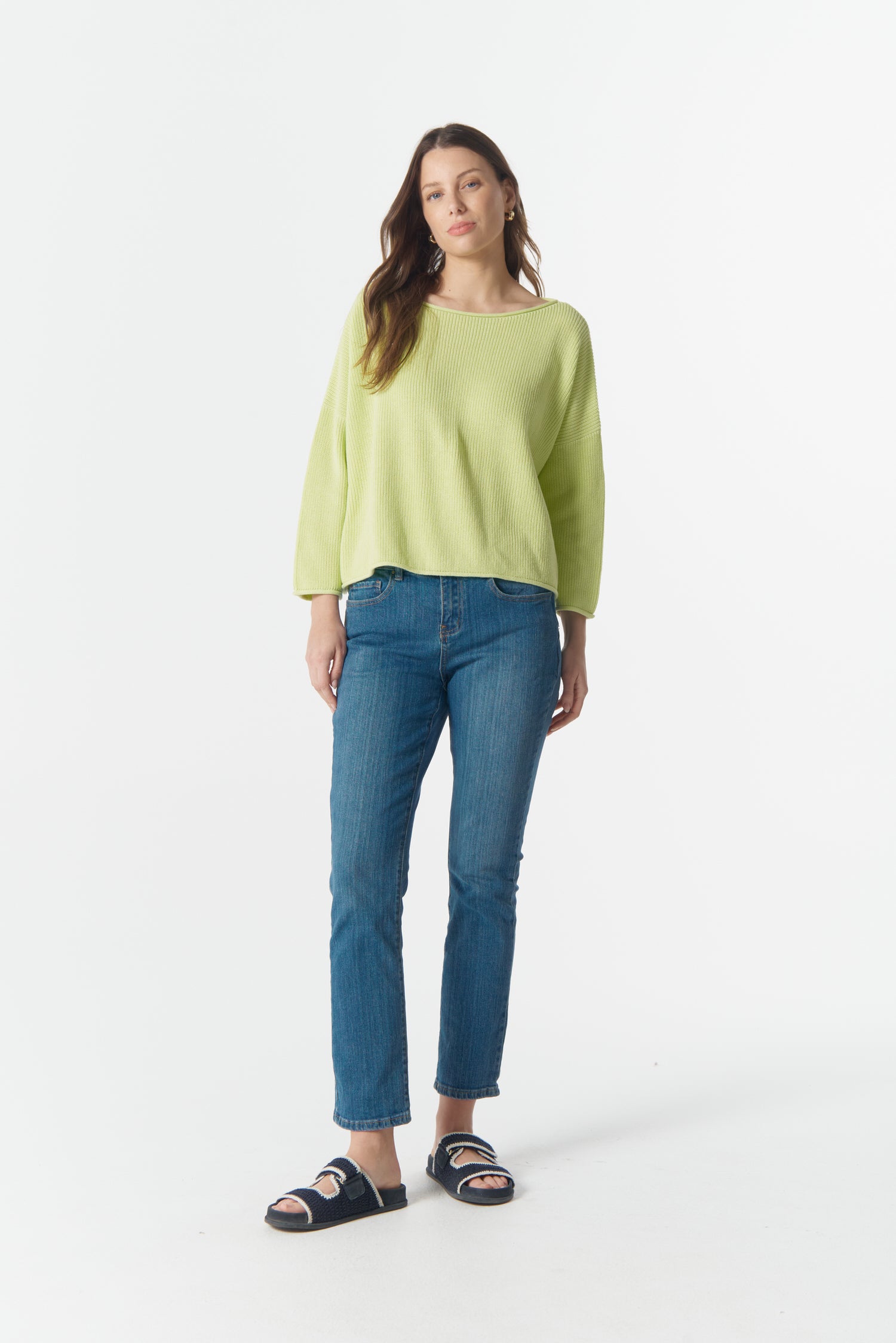 cloth+paper+scissors Knitwear Rib Cotton Boxy Jumper - Shadow Lime