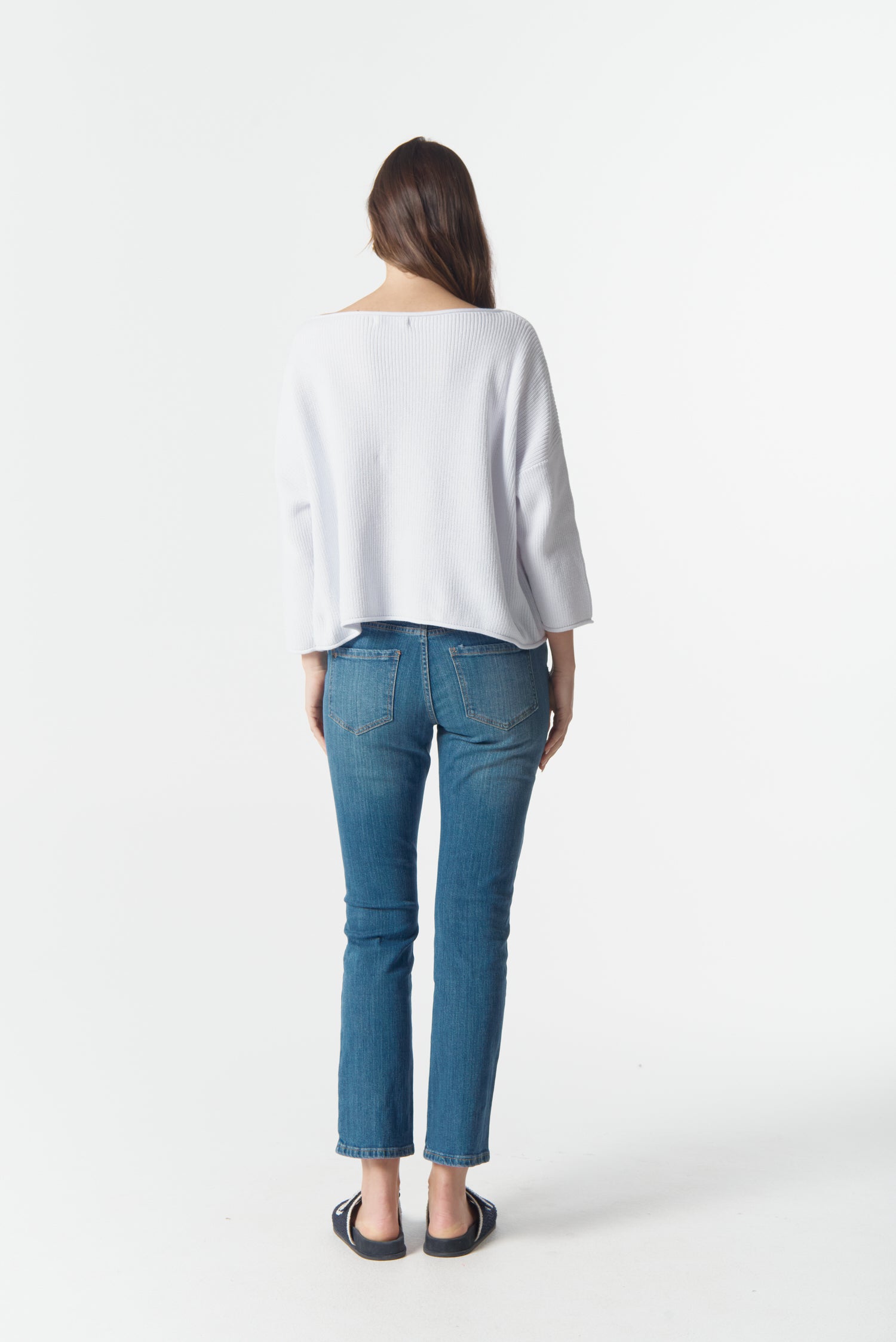 cloth+paper+scissors Knitwear Rib Cotton Boxy Jumper - White