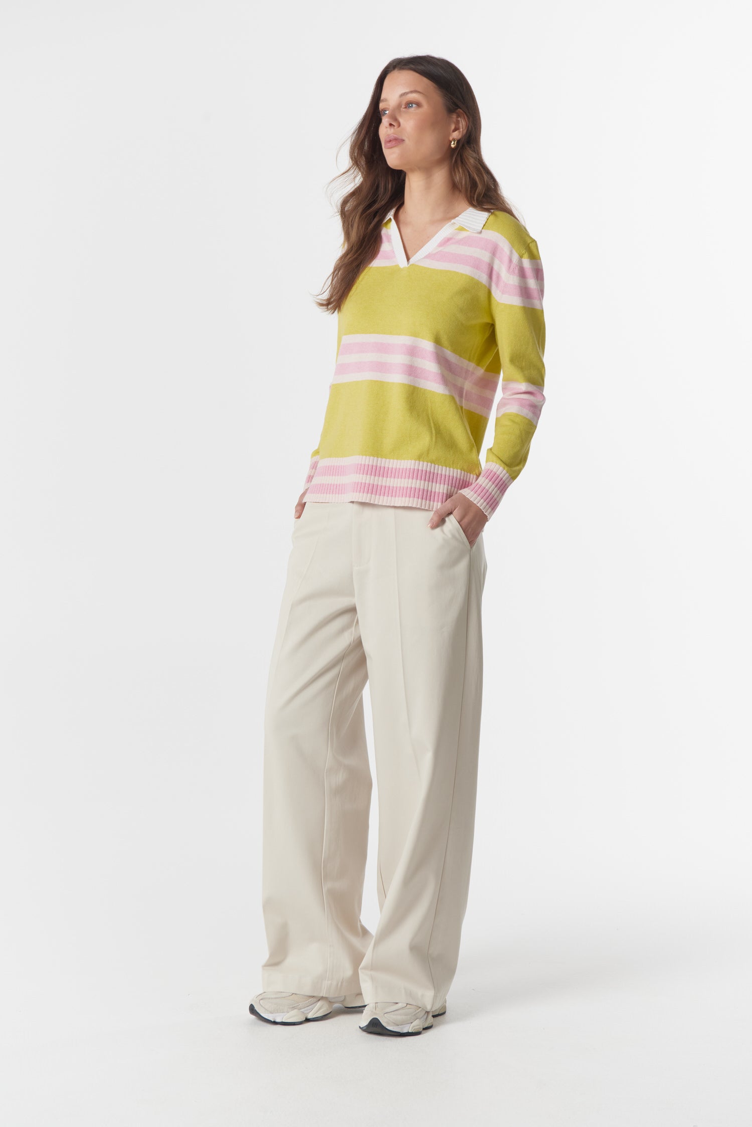 cloth+paper+scissors Knitwear Sun Chaser Polo Knit - Limonite