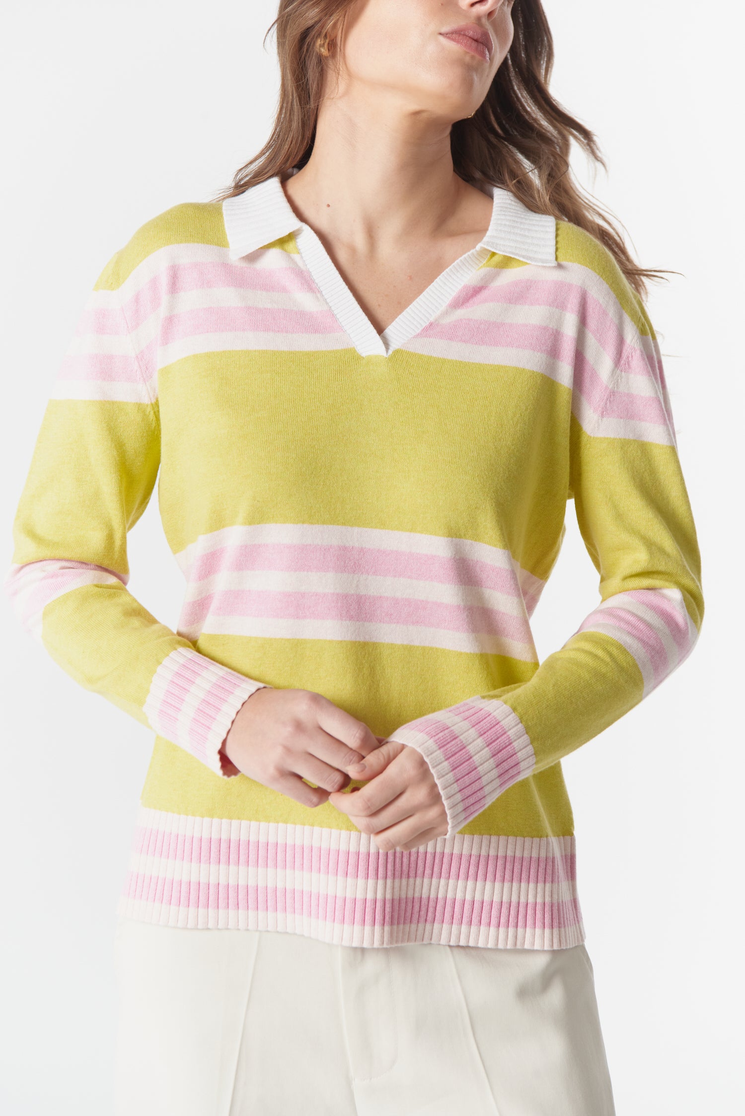 cloth+paper+scissors Knitwear Sun Chaser Polo Knit - Limonite