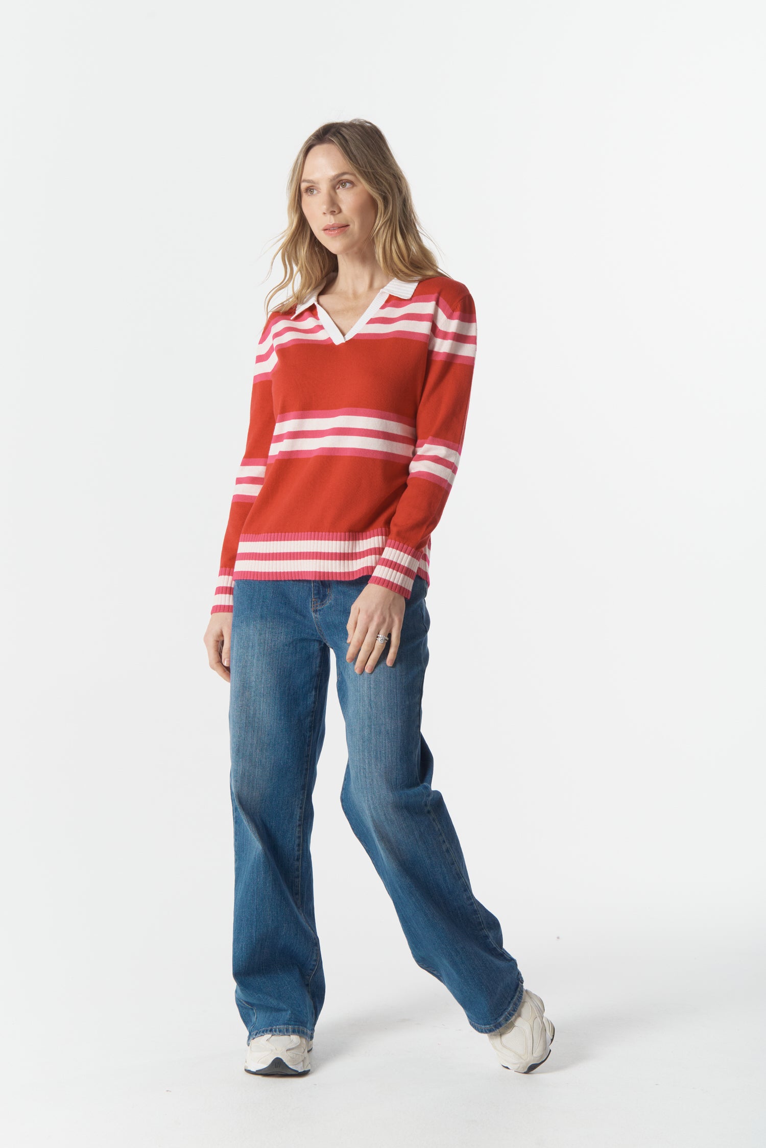 cloth+paper+scissors Knitwear Sun Chaser Polo Knit - Scarlet