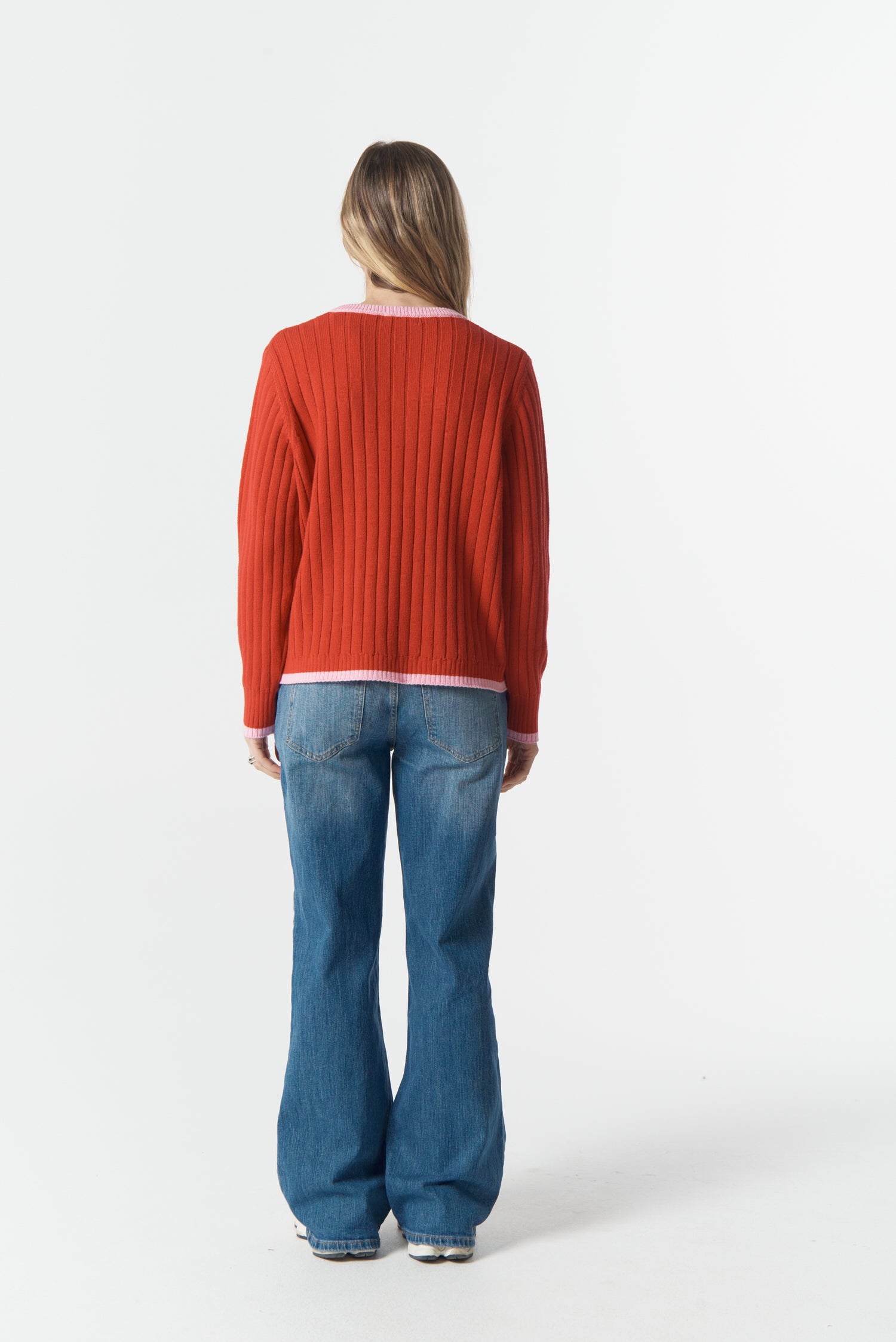 cloth+paper+scissors Knitwear Glow V Neck Knit - Scarlet