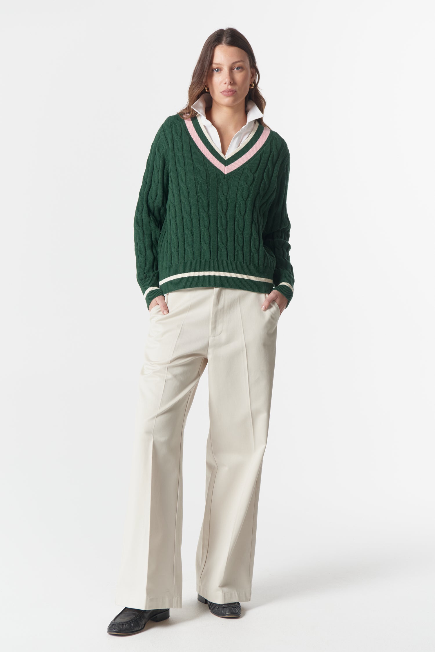 cloth+paper+scissors Knitwear Cheeky Deep V Knit - Lush Green