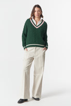 cloth+paper+scissors Knitwear Cheeky Deep V Knit - Lush Green