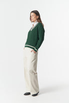 cloth+paper+scissors Knitwear Cheeky Deep V Knit - Lush Green