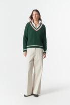cloth+paper+scissors Knitwear Cheeky Deep V Knit - Lush Green