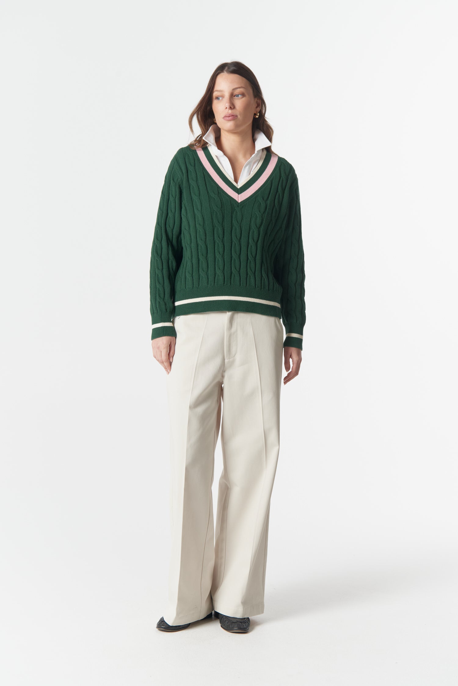 cloth+paper+scissors Knitwear Cheeky Deep V Knit - Lush Green