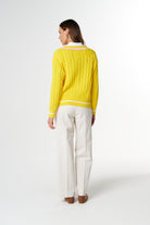cloth+paper+scissors Knitwear Cheeky Deep V Knit - Limonite