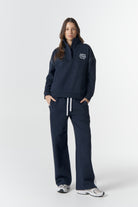 cloth+paper+scissors Rugbys Off Track ½ Zip Sweater - Parisian Navy/White