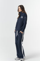 cloth+paper+scissors Rugbys Off Track ½ Zip Sweater - Parisian Navy/White