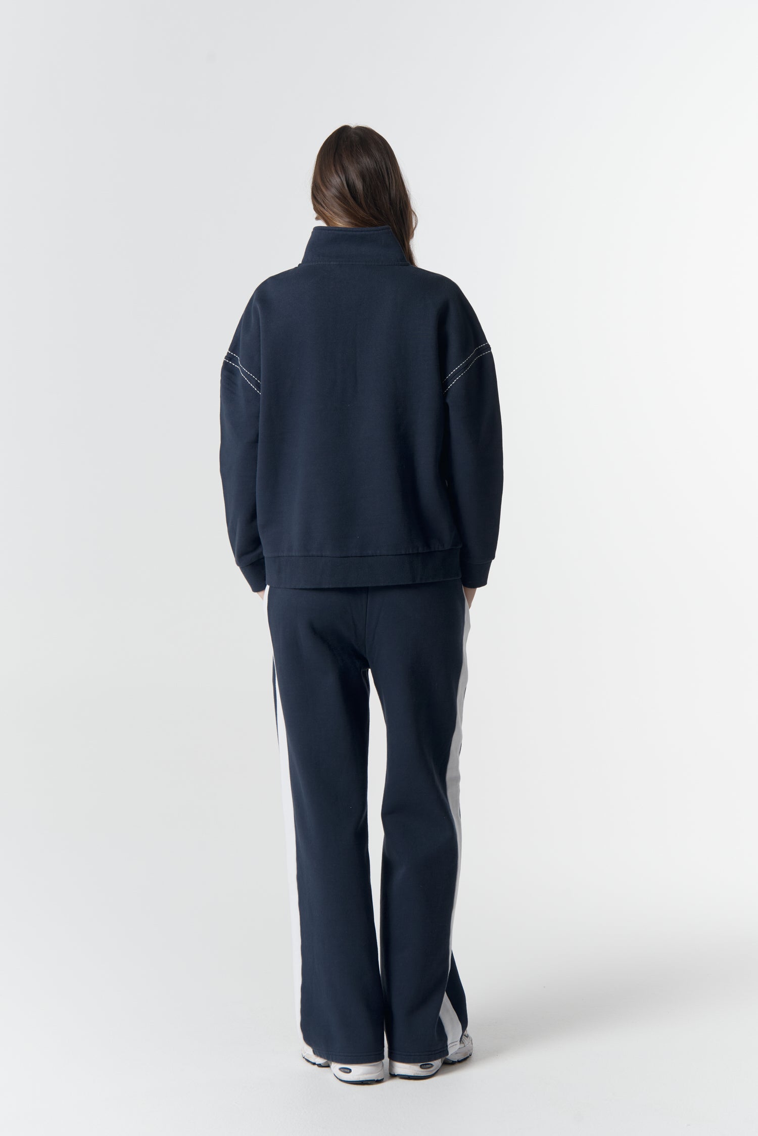 cloth+paper+scissors Rugbys Off Track ½ Zip Sweater - Parisian Navy/White