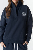 cloth+paper+scissors Rugbys Off Track ½ Zip Sweater - Parisian Navy/White
