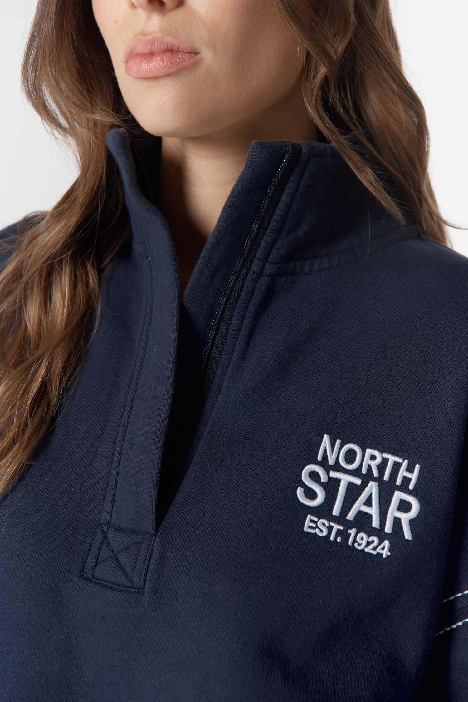 cloth+paper+scissors Rugbys Off Track ½ Zip Sweater - Parisian Navy/White