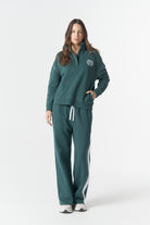 cloth+paper+scissors Rugbys Off Track ½ Zip Sweater - Rainforest/White