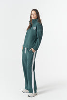 cloth+paper+scissors Rugbys Off Track ½ Zip Sweater - Rainforest/White