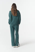 cloth+paper+scissors Rugbys Off Track ½ Zip Sweater - Rainforest/White