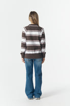 cloth+paper+scissors Rugbys Rugby Club V Neck Sweater - Chocolate Torte/Pink