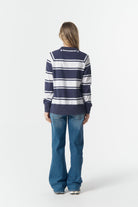 cloth+paper+scissors Rugbys Rugby Club V Neck Sweater - Parisian Navy/White