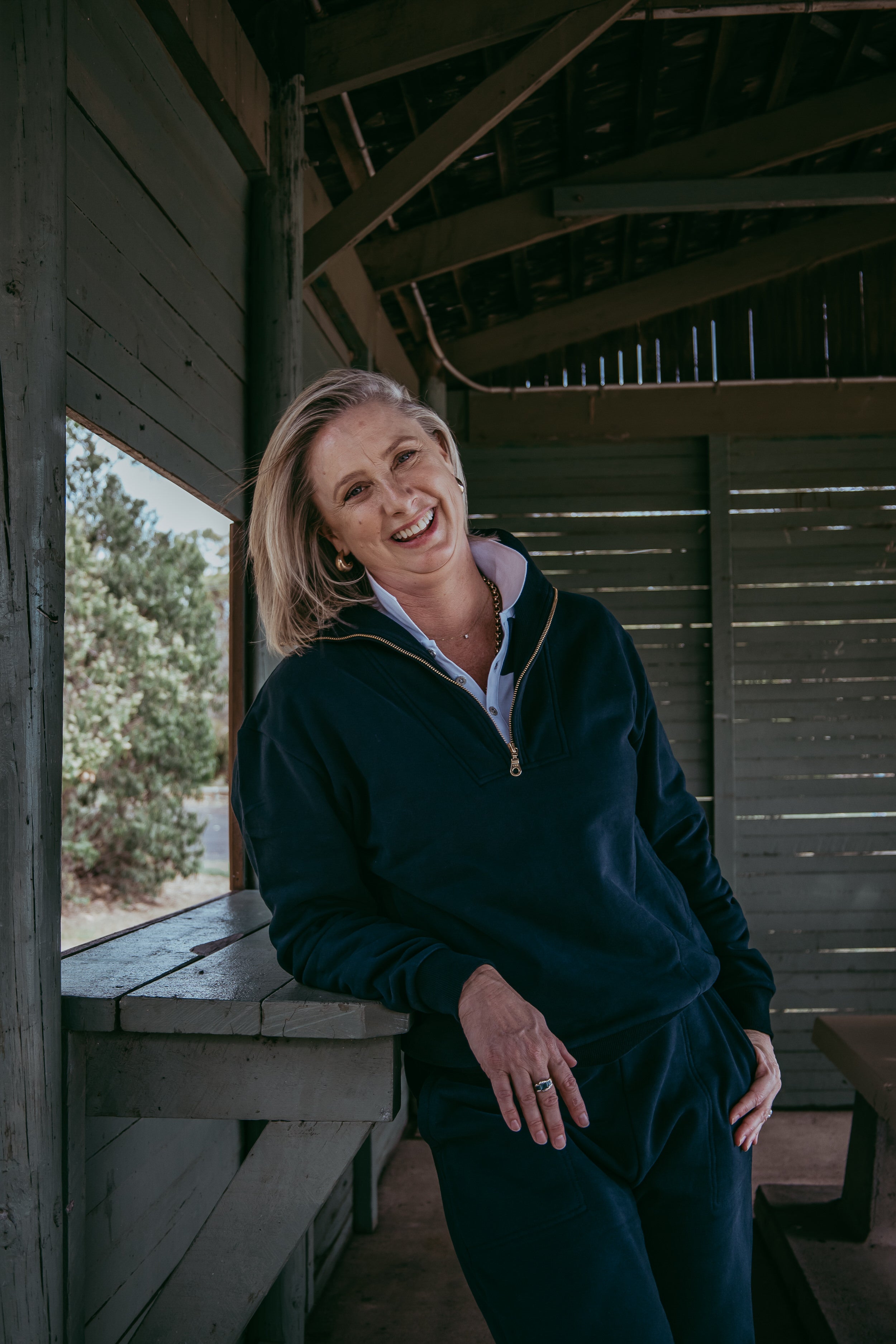 Goondiwindi Cotton Rugbys Rugged ½ Zip Cotton Sweater - Dark Navy