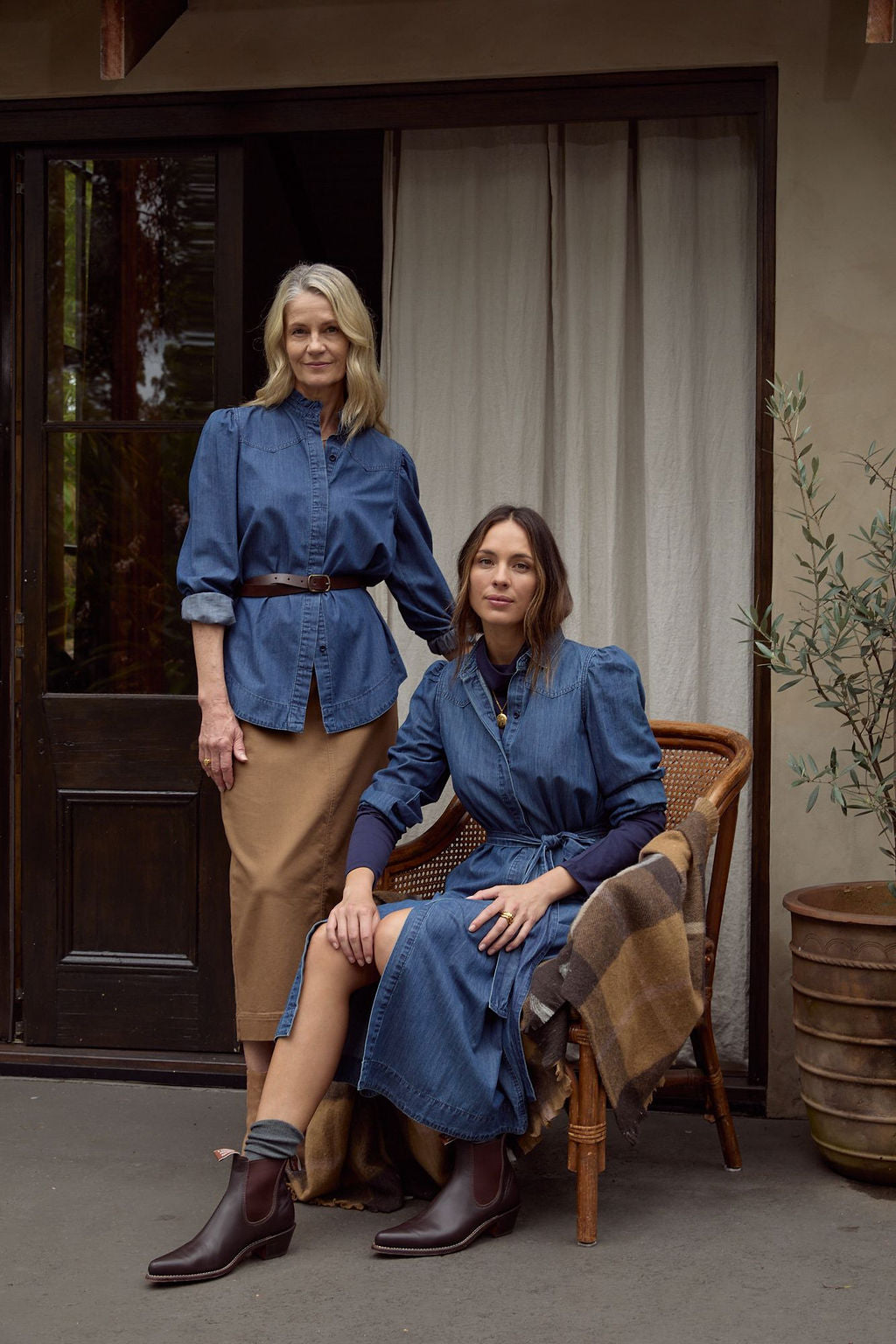 Cotton Chambray Frill Detail Shirt - Denim Blue by Goondiwindi Cotton. Timeless women’s fashion using natural fibres and classic shapes