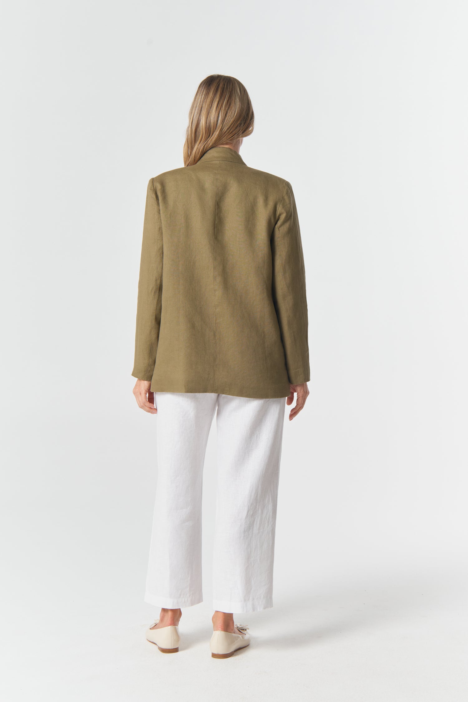 Linen Double Breasted Relaxed Jacket - Tobacco by Goondiwindi Cotton. Timeless women’s fashion using natural fibres and classic shapes