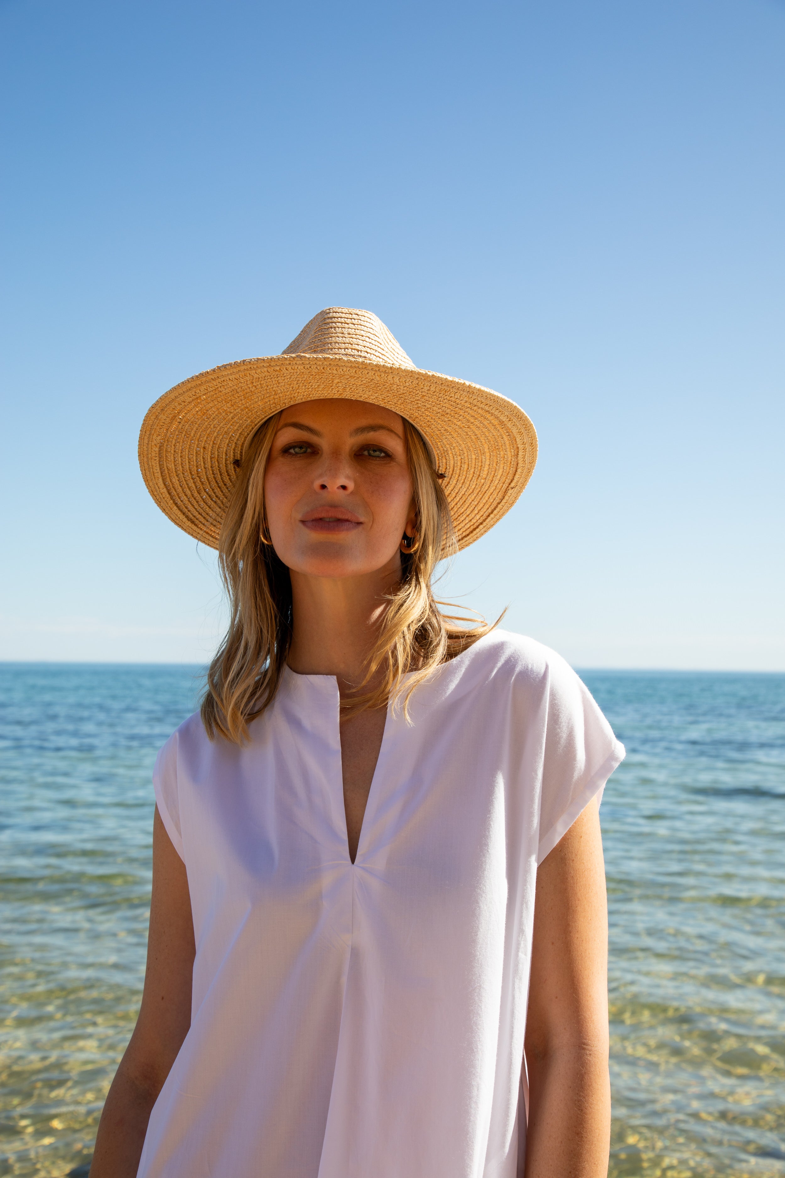 Shell Cotton Cap Sleeve Dress - White by Goondiwindi Cotton. Timeless women’s fashion using natural fibres and classic shapes