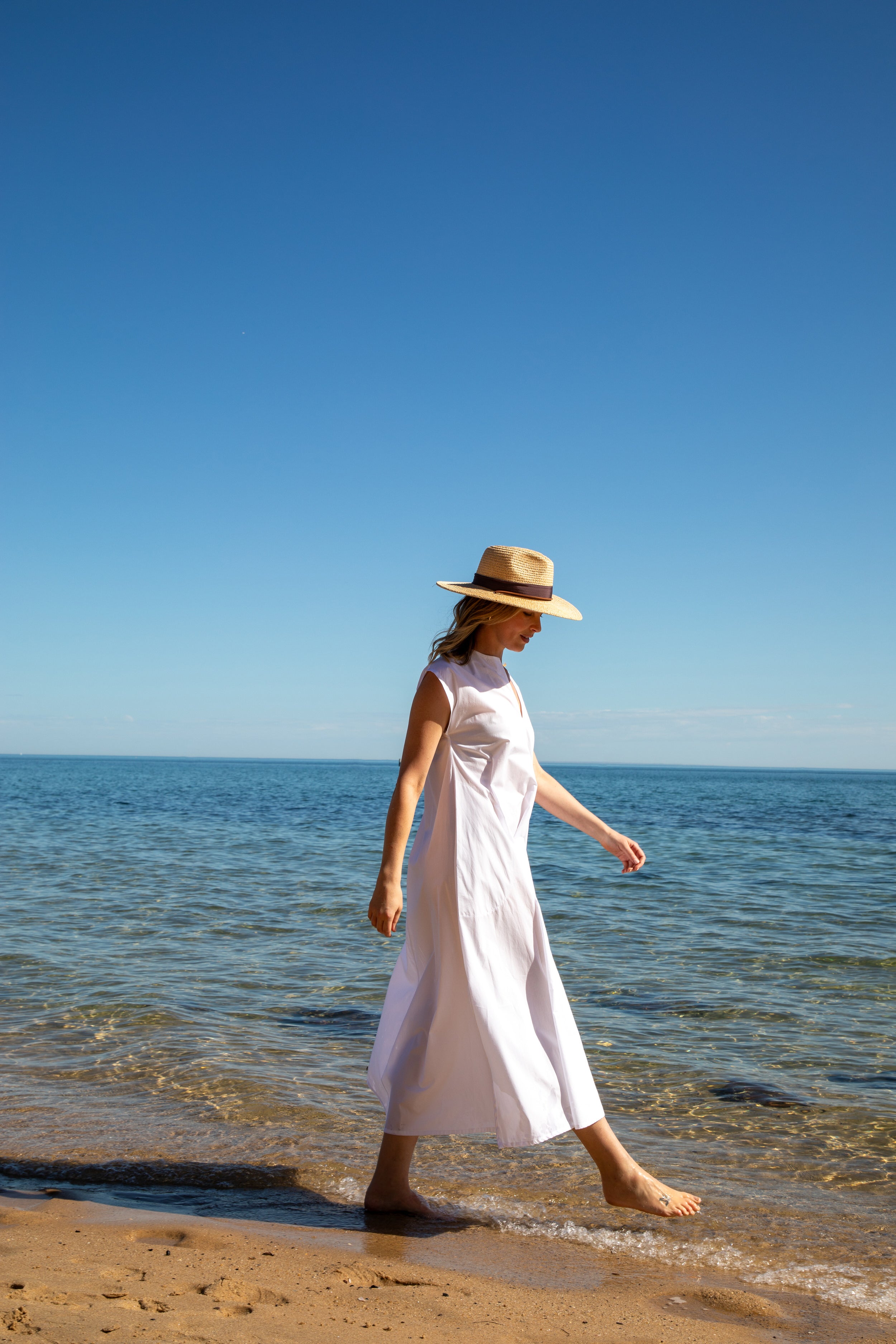 Shell Cotton Cap Sleeve Dress - White by Goondiwindi Cotton. Timeless women’s fashion using natural fibres and classic shapes