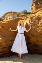 Shell Cotton Cap Sleeve Dress - White by Goondiwindi Cotton. Timeless women’s fashion using natural fibres and classic shapes