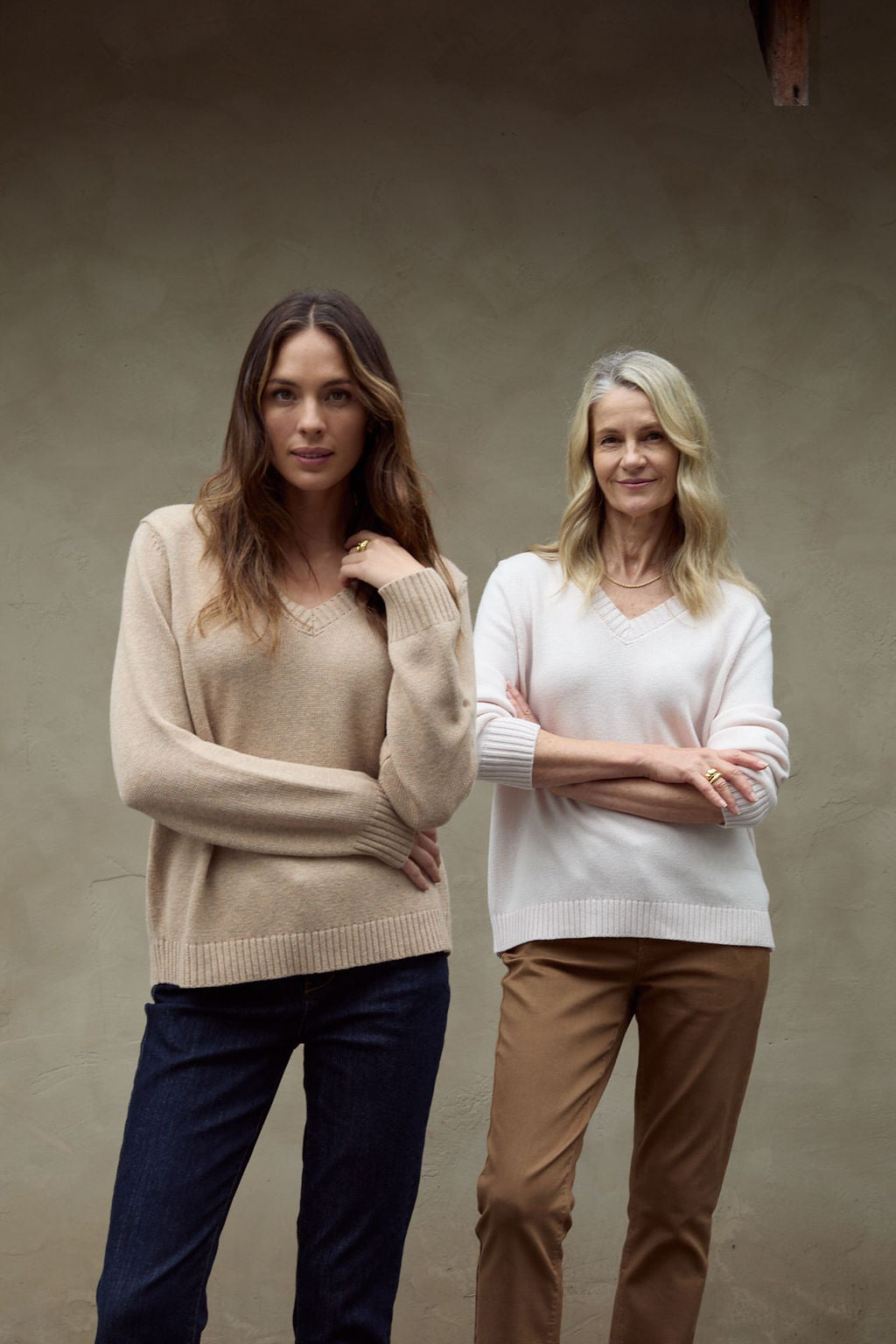 V Neck Merino Cotton Jumper - Sweetmilk by Goondiwindi Cotton. Timeless women’s fashion using natural fibres and classic shapes