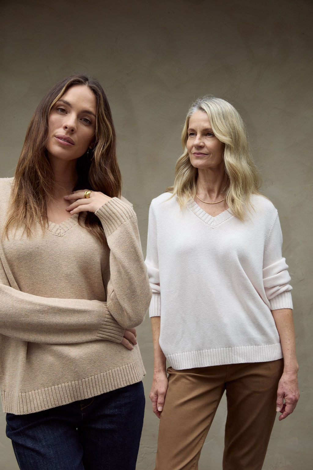 V Neck Merino Cotton Jumper - Sweetmilk by Goondiwindi Cotton. Timeless women’s fashion using natural fibres and classic shapes