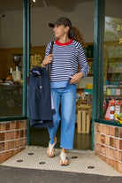 Goondiwindi Cotton Knitwear Farmer Cotton Cashmere Jumper - Navy/Laser White