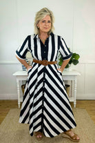 Goondiwindi Cotton Dresses Classic Bias Cut Cotton Dress - Hayman Stripe