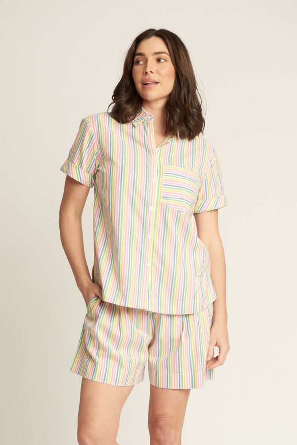 Candy Stripe Cotton Shirt with Pocket