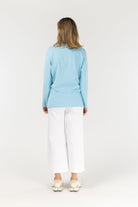 Zip Rugby - Pale Blue by Goondiwindi Cotton. Timeless women’s fashion using natural fibres and classic shapes