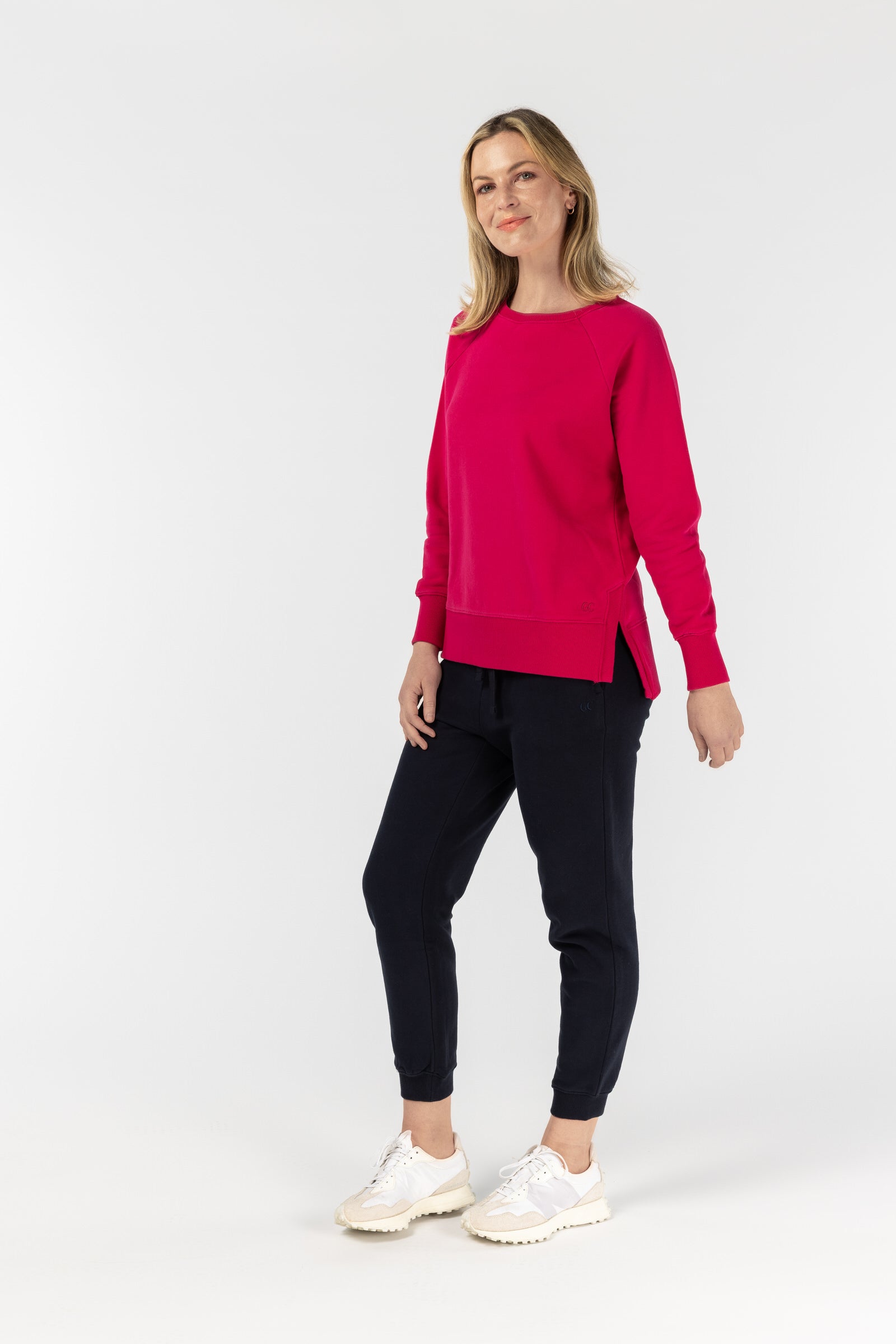 Raglan Fleecy Sweater - Bright Rose by Goondiwindi Cotton. Timeless women’s fashion using natural fibres and classic shapes