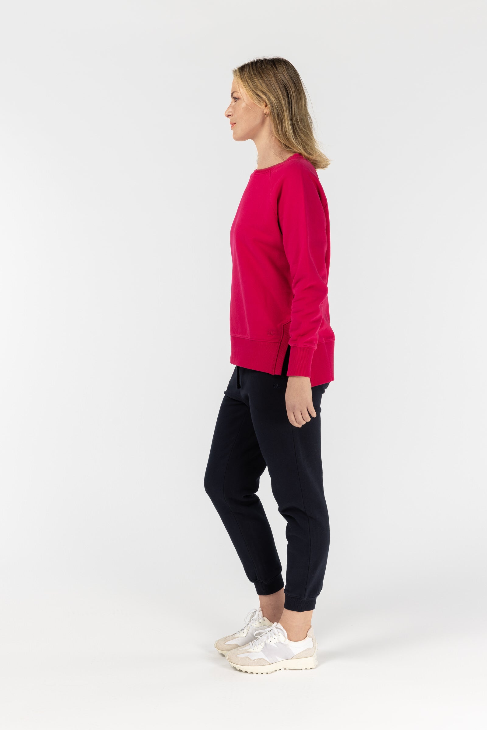 Raglan Fleecy Sweater - Bright Rose by Goondiwindi Cotton. Timeless women’s fashion using natural fibres and classic shapes