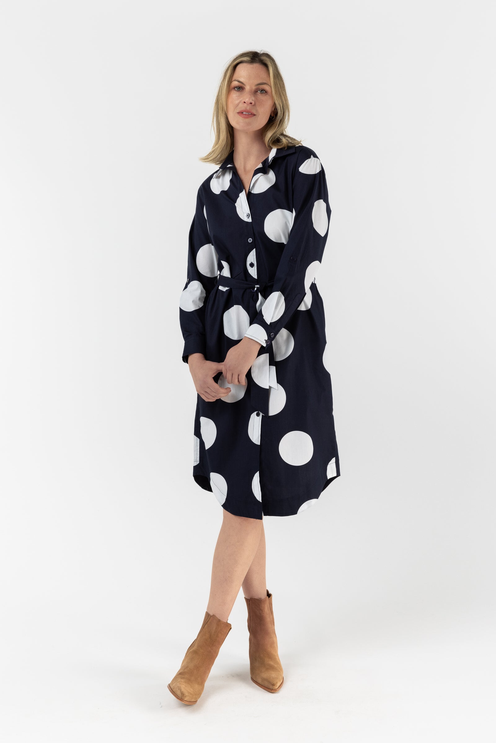Shirt Maker Cotton Dress - Spot Print by Goondiwindi Cotton. Timeless women’s fashion using natural fibres and classic shapes