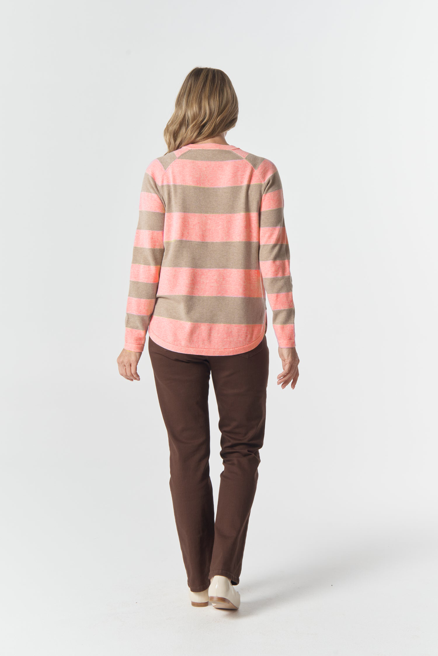 Goondiwindi Cotton Knitwear The Yards Merino Cotton Jumper - Fondant Pink/Oatmeal