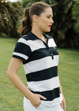 Cotton Striped Fitted Polo Navy/White