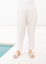 Linen Flat Front Tapered Pant Calico