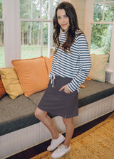100% Cotton Knee Length Skirt Slate